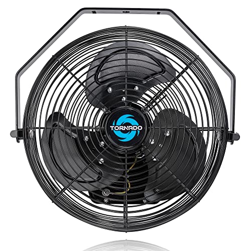 Tornado 12 Inch Outdoor Water-Resistant Metal Industrial Wall Mounted Fan IPX4 Rated High Velocity Wall Fan For Commercial, Industrial, Residential, 3 Speed 6.6 FT Cord cETL Safety Listed, Black - size: 12 Inch