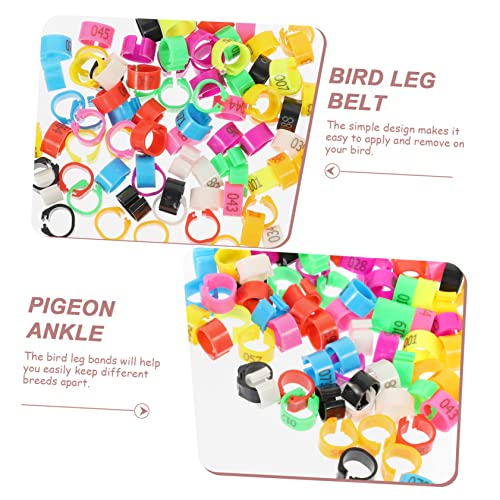 Homoyoyo 100pcs Identification for Pigeons Poultry Plastic Leg Bands for Birds Easy to Use Foot Clips for Marking Differentiating Breeds Mixed Colors