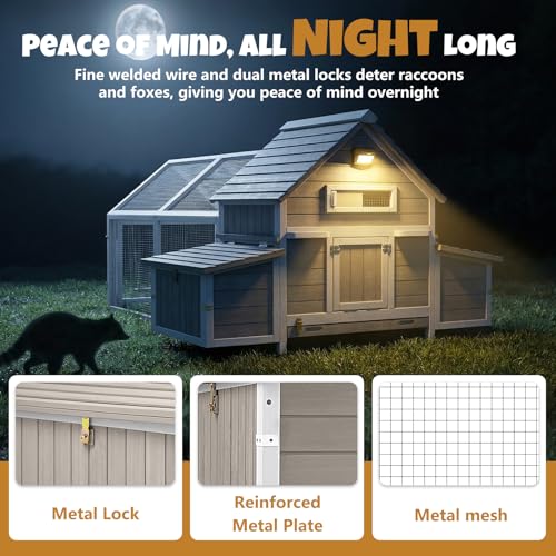 Large Chicken Coop with Run for 4-6 Chickens– Wooden Chicken House with 4 Nesting Boxes, Predator-Reinforced Design, 3 Roosting Perches, Poultry Hen Cage for Backyard Flock - style: 83"L x 58"W x 39.5"H