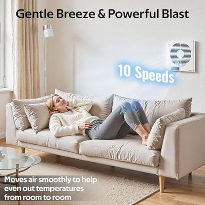 8" Room to Room Fan with Remote, 320CFM Through Wall Air Transfer Fan with Temperature Control, Reversible Airflow Design, 10 Speeds, Quiet Balance Exhaust Vent for Bedroom, Laundry,Kitchen - color: 1PCS