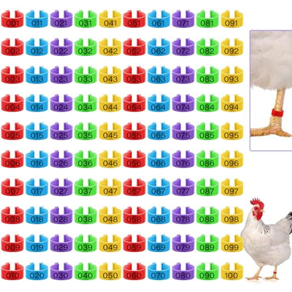 Patelai 100 Pieces 16 mm Chicken Leg Rings with 5 Colors Numbered Chicken Leg Bands Colorful Poultry Clip on Bands Ankle Rings for Ducks Chicks Guinea Pigeons Goose
