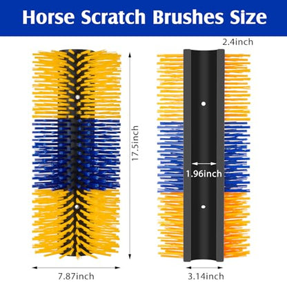 3 Pack Livestock Scratching Brush Itch Relief Horse Scratching Post Self-grooming Goat Scratcher with Durable Screws for Horse Pony Goat Sheep Pig Donkey (Blue and Yellow) - color: Blue and Yellow