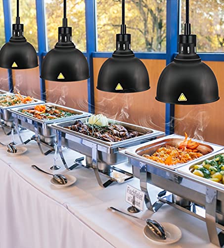 JIAWANSHUN Retractable Heat Lamp for Food with 250W Heating Bulb for Restaurant Hanging Food Warmer Lamp Buffet or Home Use Pizza Warmer - color: Black