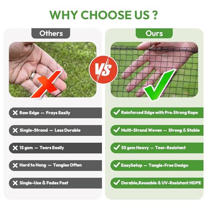 Deer Netting for Garden 7ftx25ft, Plastic Mesh Deer Fence with Pre-Strung Reinforced Edge, Durable Temporary Fencing for Yard, Ideal for Animal Barrier, Snow Fence & Tree/Crop Protection - size: 7ft X 25ft