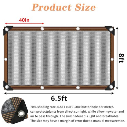 QLOFEI 60-70% Shade Cloth with Grommets, Sunblock Shade Sail Mesh Tarp for Plant Greenhouse, Easy to Hang Neting Cover for Patio Kennel Chicken Coop Lawn Garden, 6x8 FT - size: 6'x8'