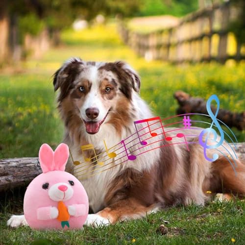 Active Moving Pet Plush Toy, Interactive Dog Toys Pet Bouncing Balls, USB Rechargeable Interactive Washable Cartoon Pig Plush Sound Electronic Dog Toy, Small Cute Squeaky Pig Dog Toy (Rabbit) - color: Rabbit