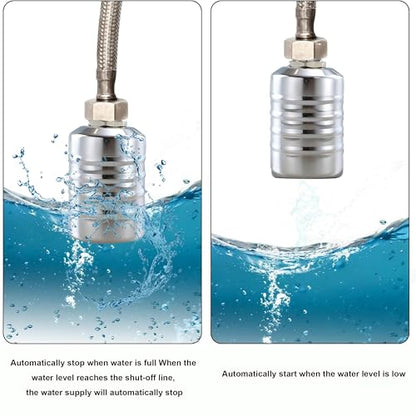 2 Pack Water Float Valves - Stainless Steel Automatic Level Control with 1/2in & 3/4in Connections for Fish Tanks, Swimming Pools, Livestock Water Troughs