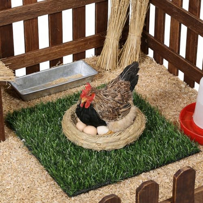 6pcs Washable Chicken Nesting Pads, Artificial Grass Mat for Chicken Coop, Reusable Nest Box Liner, Hen Laying Mats for Poultry 11.8x11.8 Inch - color: Green