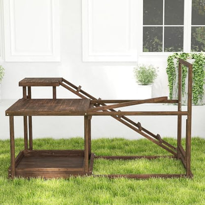PawHut Wooden Chicken Coop Perches with Swing, Roosting Bars, Activity Play Set, Chicken Coop Accessory Toys for Coop, Coffee