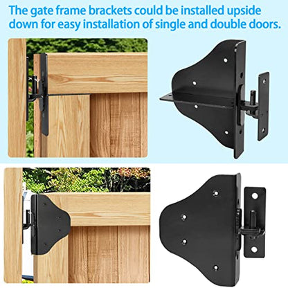 Fence Gate Kit Gate Hardware with Gate Latch for Single and Double Doors - Updated 90 Degree Right Angle Gate Hinges - Anti Sag Gate Kit - Gate Corner Brace Bracket (2 Set) - size: No Sag Gate Kit 2 Set