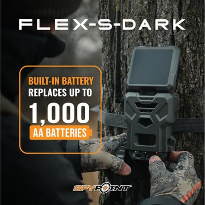 SPYPOINT Flex-S-Dark Ultimate Pack with SD Card + LIT-22 - Solar Cellular Trail Camera – Built-in Solar Panel, 40MP Photos, 1080p Videos + Sound, No-Glow Game Camera, Night Vision, Trail Cam - style: Ultimate Pack– 1 Camera (1 SD Card + 1