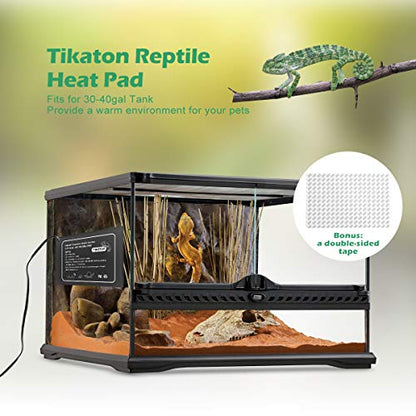 Tikaton Reptile Heat Pad - Adjustable Temperature Under Tank Heater for 10-20gal/30-40gal Tank, Terrarium Heat Mat for Turtle/Snake/Lizard/Frog/Spider/Plant Box - size: 1 Pack-12" X 8"