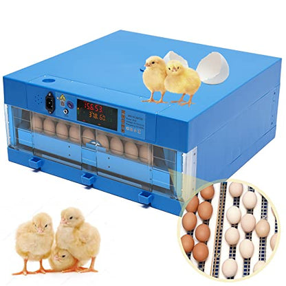 64 Hatching Eggs Incubator Digital Automatic Incubator, Temperature Humidity Control, 360° Automatic Egg Turner, Function Panel Display for Hatching Chicken Duck Goose Pigeon Quail