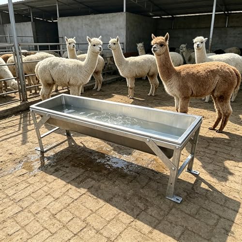 High Heavy Duty Livestock Water Trough for Llamas, Thickened Stainless Steel Hay Feeder with Bracket, Large Feed Trough for Homestead(120x45xH45cm/47.2x17.7x17.7in) - size: 120x45xH45cm/47.2x17.7x17.7in