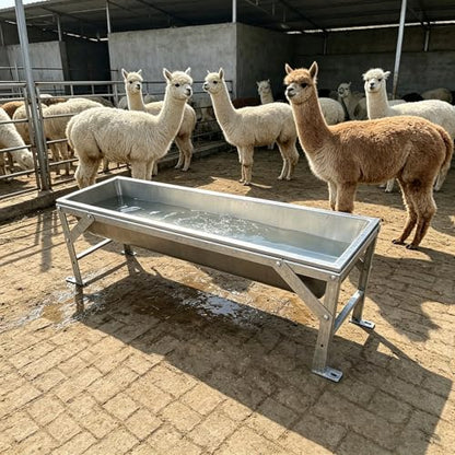 High Heavy Duty Livestock Water Trough for Llamas, Thickened Stainless Steel Hay Feeder with Bracket, Large Feed Trough for Homestead(120x60xH60cm/47.2x23.6x23.6in) - size: 120x60xH60cm/47.2x23.6x23.6in