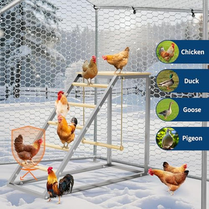 TrailBlaze Weatherproof Chicken Perch for Coop – Durable Non-Slip Roosting Bars with Ladder & Swing, Multi-Tier Easy-Clean Design, Backyard Poultry & Farm Hen House Accessory, Size: 90x40x70cm - size: 37.6" L x 15.7" W x 27.5" H