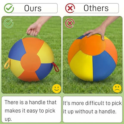 10/18/22" Herding Ball for Dogs & Horses - Tear-Resistant Inflatable Toy with Heavy-Duty Handle Cover & Pump - Durable Exercise Ball for Large Pets (Medium)