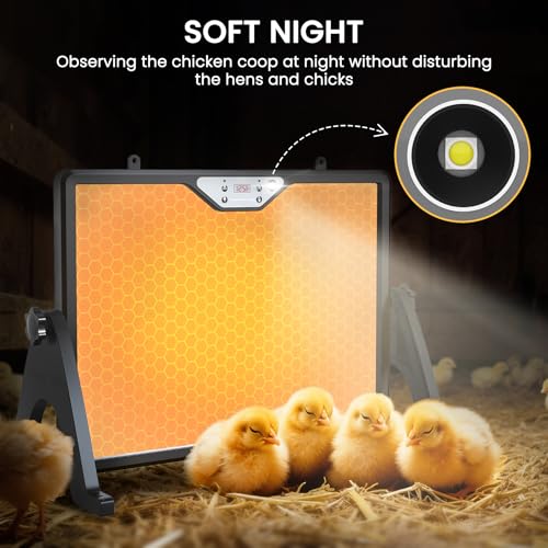 Chicken Coop Heater Brooder Plate, 180W Dual-Heating Chicken Heater Built-in Thermostat | Cycle Mode | Light, Remote Control Chick Heater for Coop, Adjustable Chicken Warmer for Poultry, UL-Compliant - color: Black