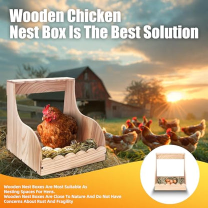 Wood Chicken Laying Eggs Boxes,Single Compartment Hens Nesting Box(13.75" L x 13" W x 14.5" H),Big Duty Laying Nest Box for Duck Birds Poultry, Easy Assembly
