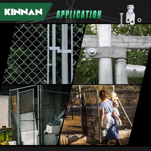 KINNAN 1-3/8" Chain Link Fence Gate Female Hinge, Heavy Duty Galvanized Steel, Gate Hinges with Bolts and Nuts, Durable Fence Hardware for Secure and Long Lasting, Easy Installation (2 Pack - size: 1-3/8