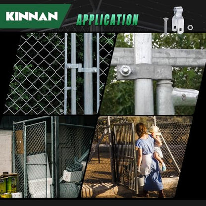 KINNAN 1-5/8" Chain Link Fence Gate Female Hinge, Heavy Duty Galvanized Steel, Gate Hinges with Bolts and Nuts, Durable Fence Hardware for Secure and Long-Lasting, Easy Installation (2 Pack) - size: 1-5/8