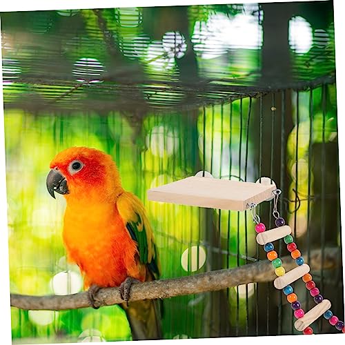 FRCOLOR 2pcs Bird Ladder Toy with Platform for Parrots and Birds Easy to Install Natural Wood and Climbing Activities