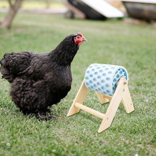 Chicken Coop Accessories, Beak Grinding Calcium Stone with Wooden Stand, Chicken Enrichment Toys, Toys for Hens, Ducks, Geese, Turkeys, Poultry - color: Blue