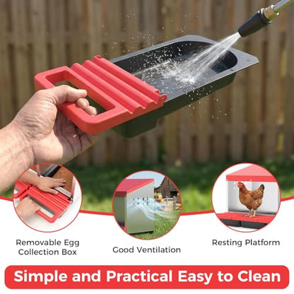 Heavy Duty Galvanized Steel Chicken Nesting Box – 3 Holes, Roll Away Egg Laying, Protective Lid, Wall Mounted, Easy Clean, Vented Pegboard Side, Red (Pegboard Side) - color: Red, size: 3 Room&Mat Board