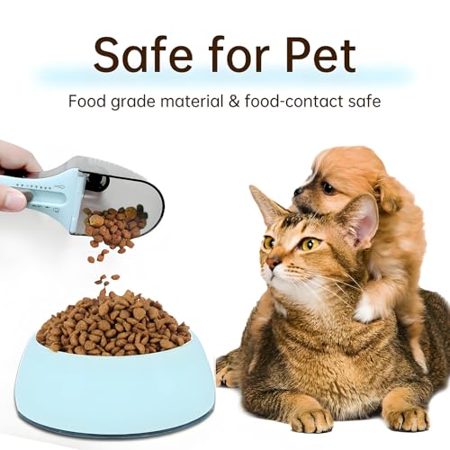 1/2 Cup Cat Dog Food Scoop, Adjustable Pet Food Measuring Cup with Scale, Pet Food Feeding Scoop for Dog, Cat and Rabbit or Bird, Puppy Measuring Cup, Easy Clean and Also Use for Rice, Flour, Soybean