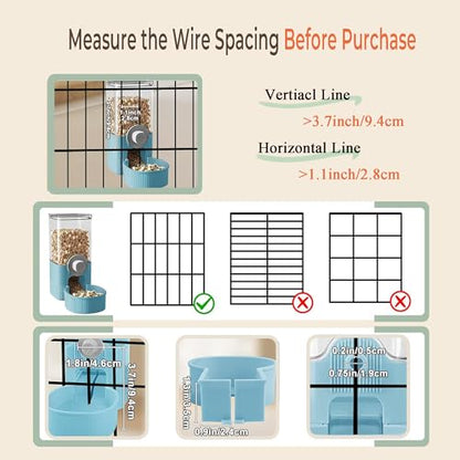 Auto Gravity Food Dispenser for Cage Hanging, 41OZ Capacity Hanging Automatic Pet Cage Feeder, Food Bowl for Cats Dogs Rabbit Ferret Chinchilla Bird Hedgehog Guinea Pig (Blue) - color: Blue