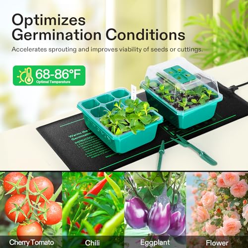 VIVOSUN 10"x 20.75" Seedling Heat Mat and Digital Thermostat Combo Set, UL & MET-Certified Warm Hydroponic Heating Pad for Germination, Indoor Gardening, Greenhouse - size: 10"x20.75"
