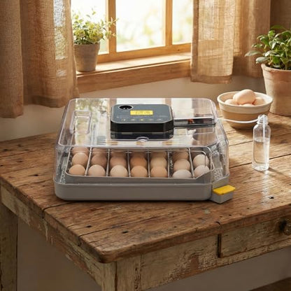 48 Chicken Egg Incubator, Automatic Egg Turner & Built-in Egg Candler, Easy-to-Read Humidity Display, Clear 360° Visibility for Home & Classroom Hatching
