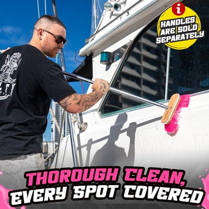 Salty Captain Hard Bristle Boat Deck Brush – Heavy-Duty Cleaning for Grime, Stains & Salt Build-Up – Durable Marine-Grade Design - style: Brush Hard (Pole not included)