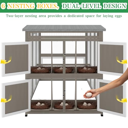 Large Chicken Coop with Run, Chicken Run with Waterproof Cover, Large Poultry Cage for Yard Farm Backyard Hen House, Duck Coop and Rabbit Run with Nesting Boxes, for 4-6 Chickens - size: 92.5"L x 37.4"W x 41.3"H