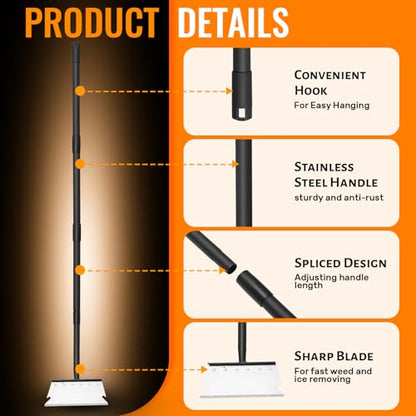 Garden Flat Shovel Scraper, Multifunctional Garden Cleaning Shovel with 59 Inch Long Handle, Heavy Duty Outdoor Floor Scraper for Weed Cleaning,Trenching,Edging and Removing Snow,Ice,Weeds,Dirty,Moss - style: Silver Shovel