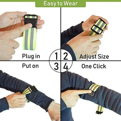 Reflective Running Gear Belt for Night Walking/Running, Visibility Bands for Runners, Cyclists - Bicycle Pants Cuff Clips, Arm/Ankle/Leg Safety Bands (2 Bands)