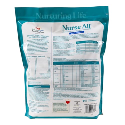 Manna Pro Nurse All Multi-Species Milk Replacer, Powered by Opti-Gut™ to Support Gut Health & Digestion, All-Milk Protein, Easy-To-Mix Formula, 8 Pounds - size: 8 Pound (Pack of 1)