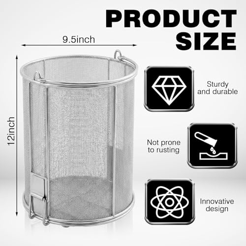 1 Pcs 1/32″ Mesh 5 Gallon Dip and Drain Stainless Steel Part Cleaning Strainer Basket for Buckets, Swing Handle, for Mechanics, Auto Parts Washing, Shop & Home Workshop, Bucket Not Included - size: 5 Gallon,1/32″