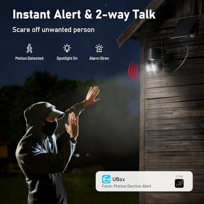 SEHMUA No WiFi Security Camera, 4G LTE Cellular Security Cameras Outdoor Wireless, Built-in SIM Card, Solar Powered, 2K Color Night Vision, 360°View, Instant APP Alerts, IP65 - size: 2 pack