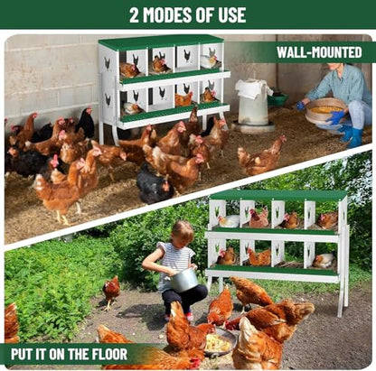 TrailBlaze 8 Compartment Chicken Nesting Box with Metal Legs, Chicken Egg Laying Boxes with Rollout Egg Collection, Large Vented Holes Chicken Coop for Chickens, Hens (Green) - color: Green, size: 8 Holes with Legs