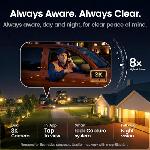 aosu T2 Pro Solar Security Cameras Wireless Outdoor, 2 Cam Kit, 3K Dual Cam No Blind Spot Security Camera for Home, 170° Wide + 360° PTZ, AI Tracking, 8X Zoom, Expandable 1TB Local Storage - style: 2-Cam-Kit