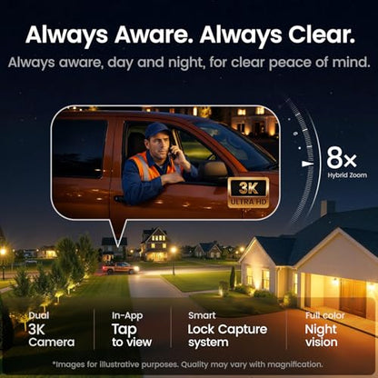 aosu T2 Pro Solar Security Cameras Wireless Outdoor, 2 Cam Kit, 3K Dual Cam No Blind Spot Security Camera for Home, 170° Wide + 360° PTZ, AI Tracking, 8X Zoom, Expandable 1TB Local Storage - style: 2-Cam-Kit
