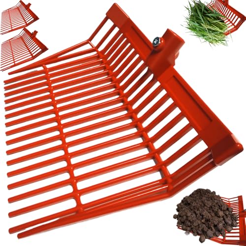 2 red hay Fork Heads, 18-Tooth Manure Fork Replacement Head, ABS Plastic Material, with Screws and Nuts, Suitable for Shoveling Horse, Cattle, Sheep Manure and Gardening hay, etc - color: Red