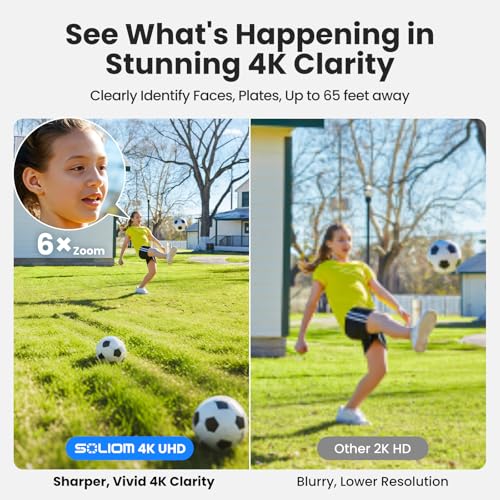 SOLIOM Security Cameras Wireless Outdoor,4K Ultra HD for Day and Night, No Subscription,Built in Radar,Solar Powered Cameras for Home Security, 360° Pan Tilt Auto Tracking,5G & 2.4G WiFi, 2-Cam Kit - size: 2-Cam-KIt