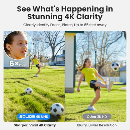 SOLIOM Security Cameras Wireless Outdoor,4K Ultra HD for Day and Night, No Subscription,Built in Radar,Solar Powered Cameras for Home Security, 360° Pan Tilt Auto Tracking,5G & 2.4G WiFi, 2-Cam Kit - size: 2-Cam-KIt