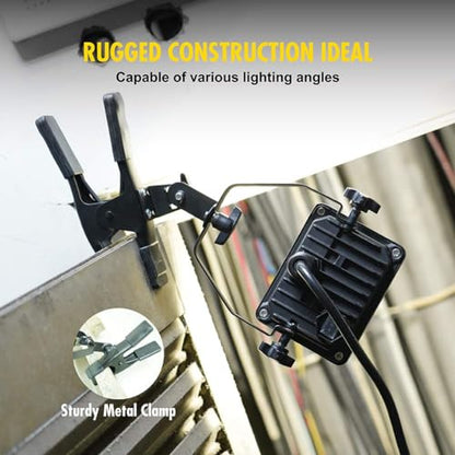 1200 Lumens Portable LED Clamp Work Light with 5ft 120V AC/60Hz Power Plug, Lightweight Design, Suitable for Wet Location, 10 Watts, 5000K Daylight, ETL Certified, 2pack - color: Black-2