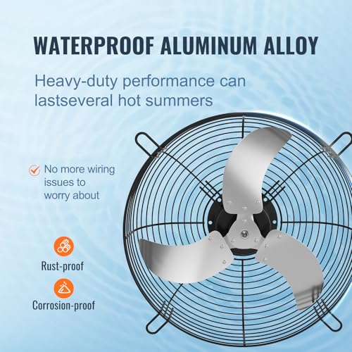 VEVOR 24'' Exhaust Fan, Wall Mounted Attic Fan with Variable Speed, 3320 CFM, Automatic Shutter, Ventilation and Cooling, Silver, Fan Only - size: 24 Inch