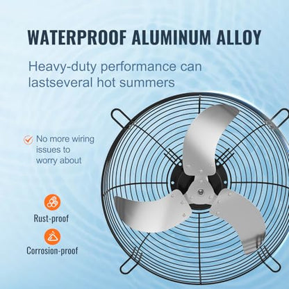 VEVOR 24'' Exhaust Fan, Wall Mounted Attic Fan with Variable Speed, 3320 CFM, Automatic Shutter, Ventilation and Cooling, Silver, Fan Only - size: 24 Inch