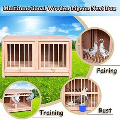 Bird Cage Large Size Solid Wood Pigeon Pairing Cage, Indoor Pigeon Nest Box with Pull Out Tray, Easy to Clean, Need to Install(Natural,23.6IN*1) - size: 23.6IN*1