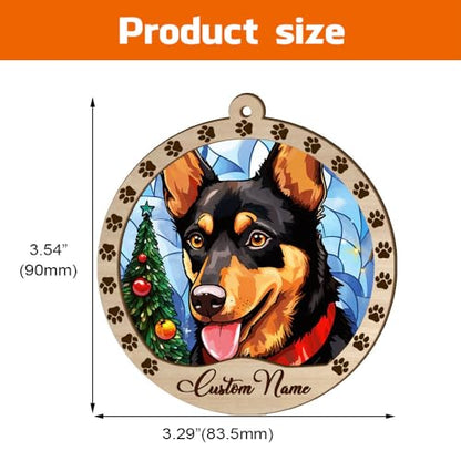 Personalized Australian Kelpie Ornament, Australian Kelpie Christmas Ornament, Custom Name Australian Kelpie Dog Suncatcher for Christmas Tree - color: Australian Kelpie